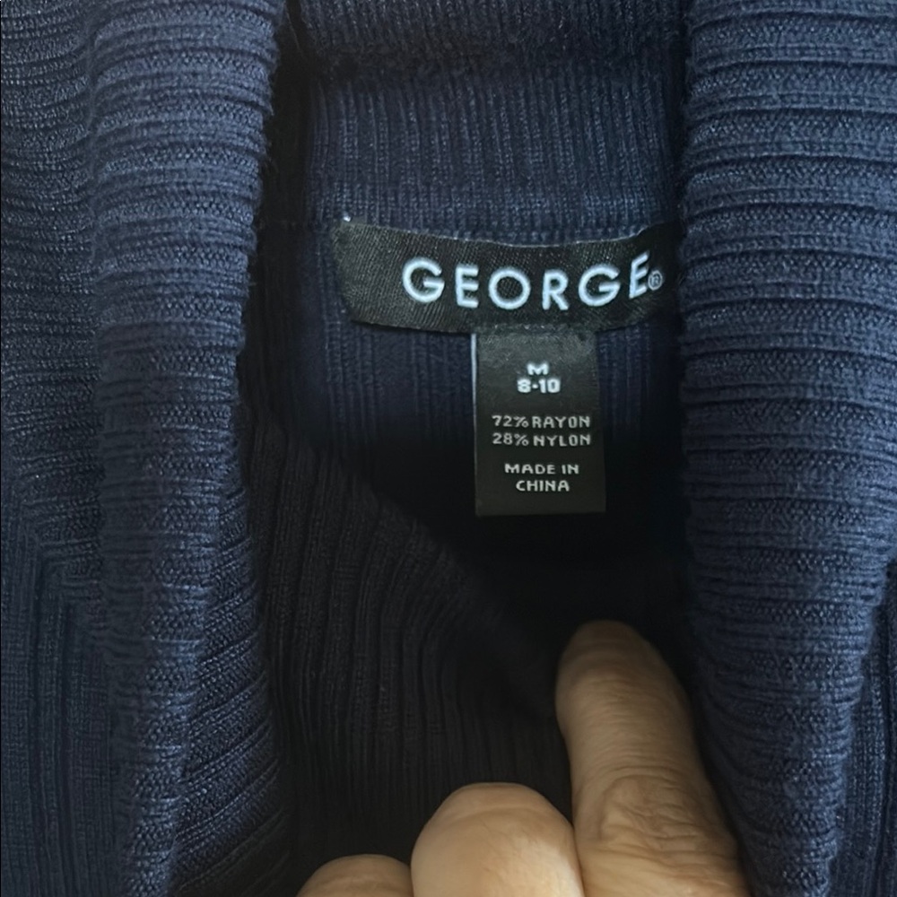 George Blue Turtleneck Sweater with Ribbed Texture - Picture 2 of 3
